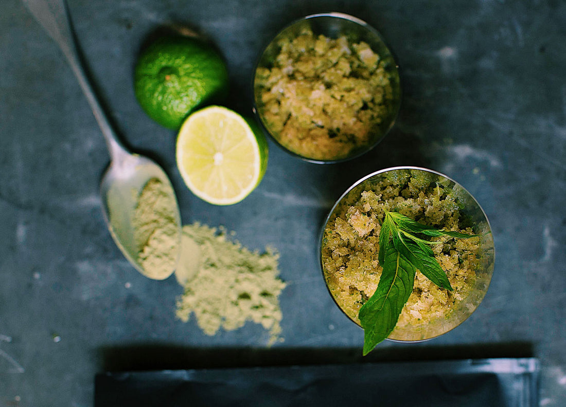 WelleCo Super Elixir Greens Gut Health Granita Recipe with mint