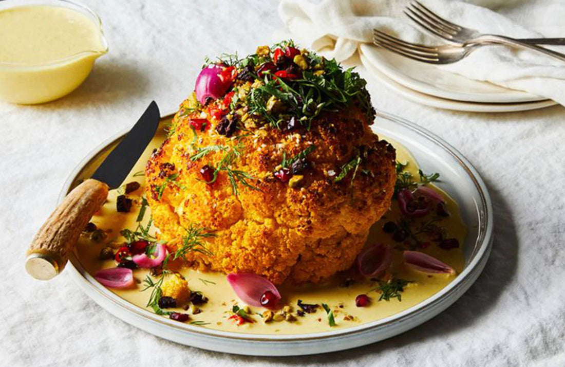 Roasted Cauliflower With Turmeric-Tahini And Pistachios