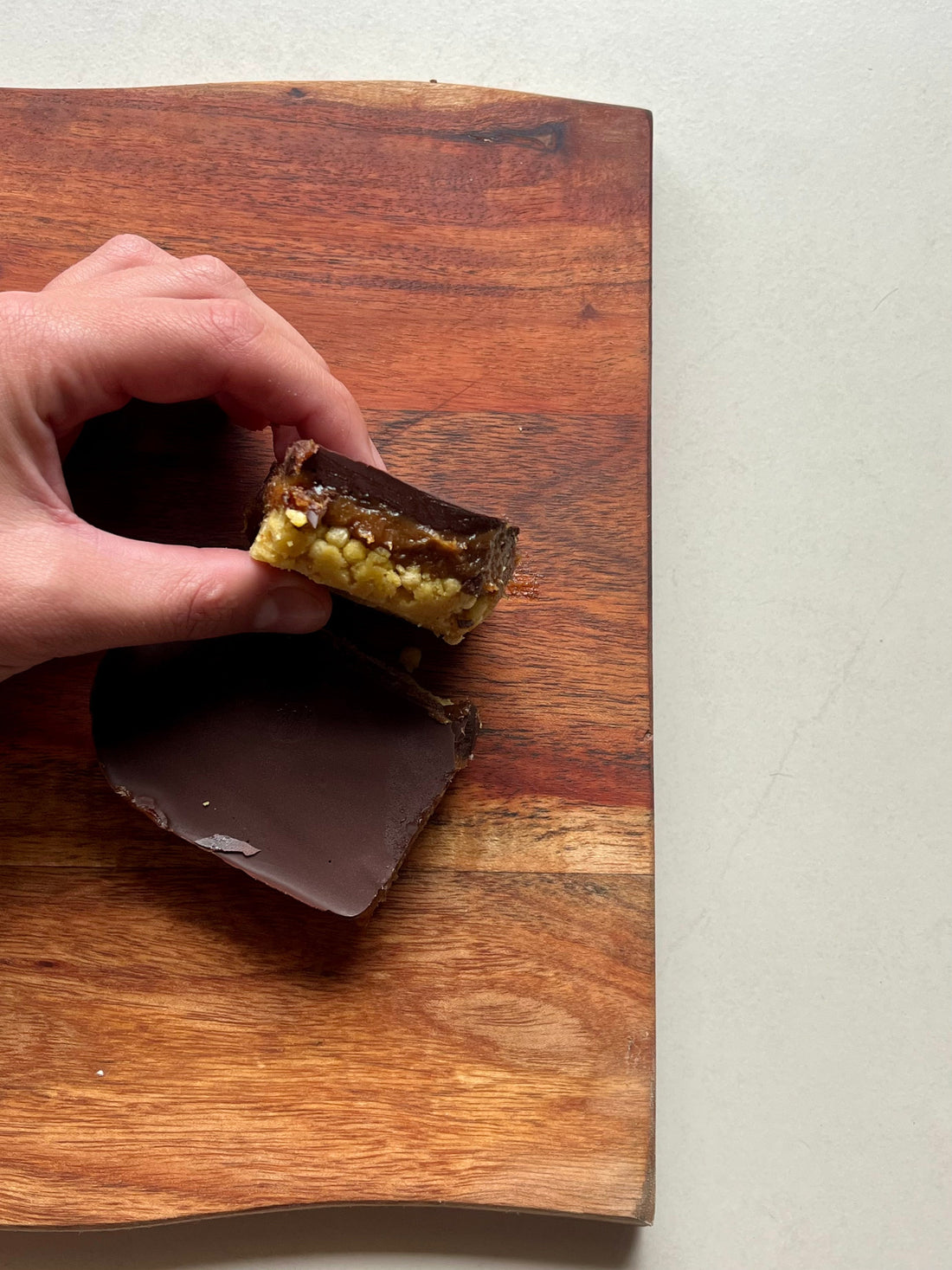 Choc caramel protein slice